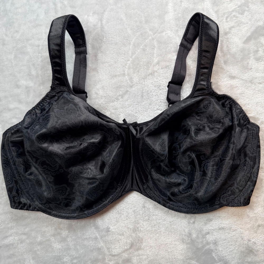 Bali 3562 Satin Tracings Minimizer Bra Black Paisley Underwire 40DD